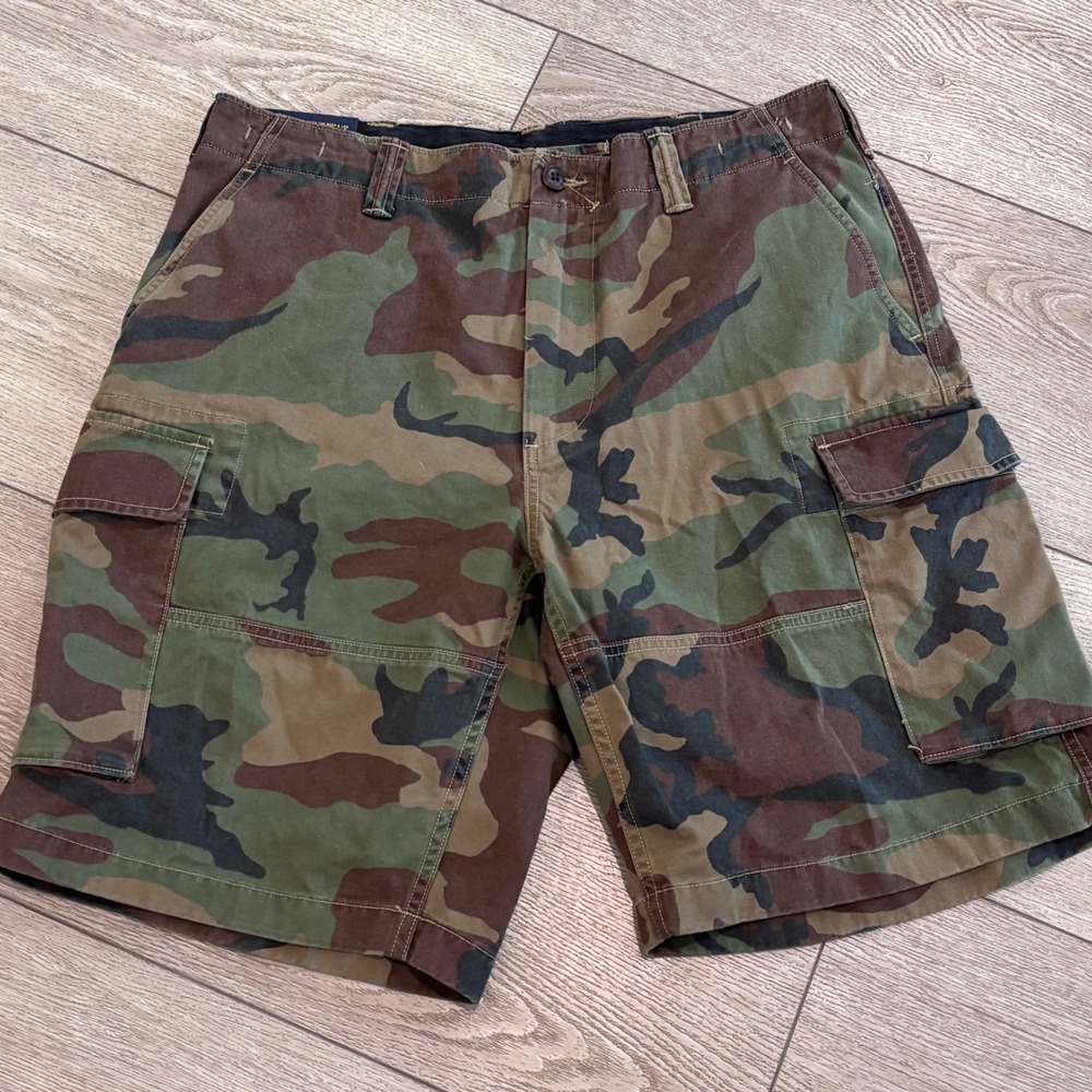 Polo Ralph Lauren Cargo Shorts Mens 33 Camo Relaxed Fit Woodland Military Y2K